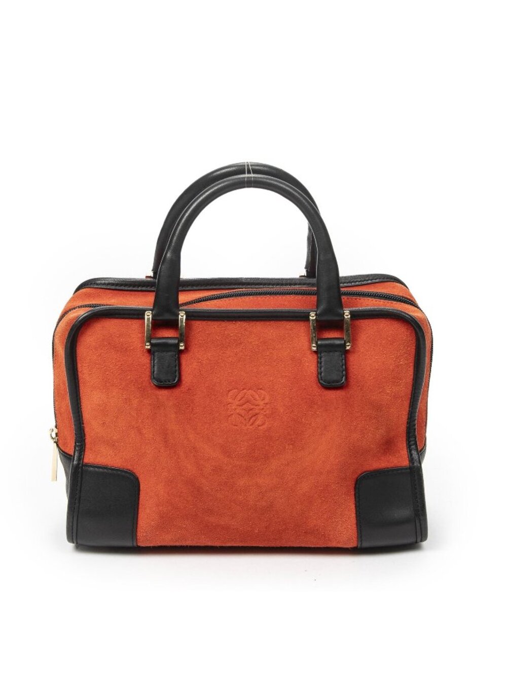 Loewe Vintage Amazona Red Black Suede Leather Handbag